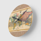 Wereldkaart 1700s Antiek continenten Ronde Klok (Hoek)