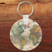 Wereldkaart 1700s Antiek continenten Sleutelhanger (Voorkant)