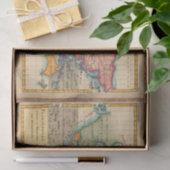 Wereldkaart 1700s Antiek continenten Tissuepapier (Geschenk)