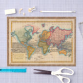 Wereldkaart 1700s Antiek continenten Tissuepapier (Craft)