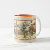 Wereldkaart 1700s Antiek continenten Tweekleurige Koffiemok (Voorkant rechts)