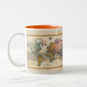Wereldkaart 1700s Antiek continenten Tweekleurige Koffiemok (Links)