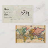 Wereldkaart 1700s Antiek continenten Visitekaartje (Voorkant / Achterkant)