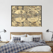 Wereldkaart 1702 canvas afdruk (Insitu (Slaapkamer))