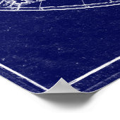 Wereldkaart (1775) Blauw & wit Poster (Hoek)