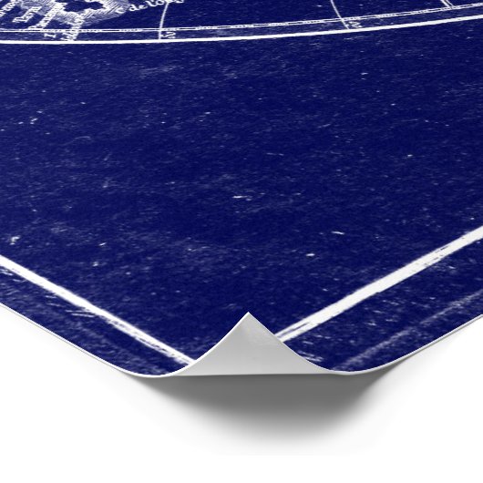 Wereldkaart (1775) Blauw & wit Poster (Hoek)