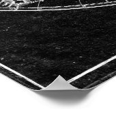 Wereldkaart (1775) zwart-wit poster (Hoek)