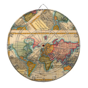 Wereldkaart 1780 Bonne Antique Planisfeer  Dartbord