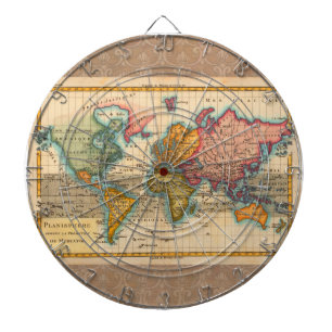 Wereldkaart 1780 Bonne Antique Planisfeer  Dartbord