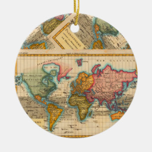 Wereldkaart 1780 Bonne Antique Planisfeer Keramisch Ornament