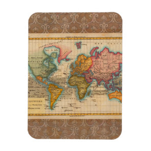 Wereldkaart 1780 Bonne Antique Planisfeer Magneet