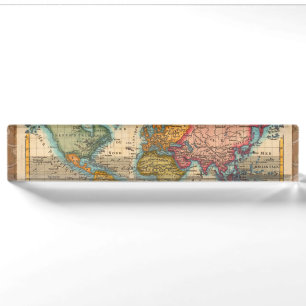 Wereldkaart 1780 Bonne Antique Planisfeer Naambordje