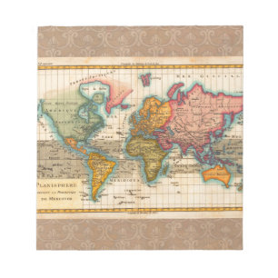 Wereldkaart 1780 Bonne Antique Planisfeer Notitieblok