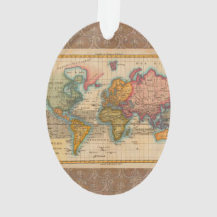 Wereldkaart 1780 Bonne Antique Planisfeer Ornament