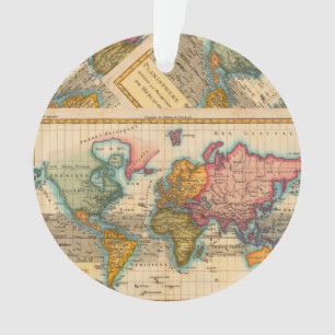 Wereldkaart 1780 Bonne Antique Planisfeer  Ornament