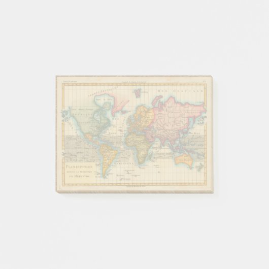 Wereldkaart 1780 Bonne Antique Planisfeer Post-it® Notes (Voorkant)