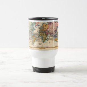 Wereldkaart 1780 Bonne Antique Planisfeer  Reisbeker