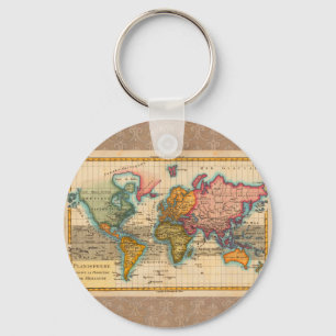 Wereldkaart 1780 Bonne Antique Planisfeer  Sleutelhanger