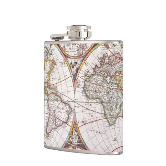 WERELDKAART, 17e EEUW Heupfles (Links)