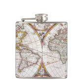 WERELDKAART, 17e EEUW Heupfles (Voorkant)