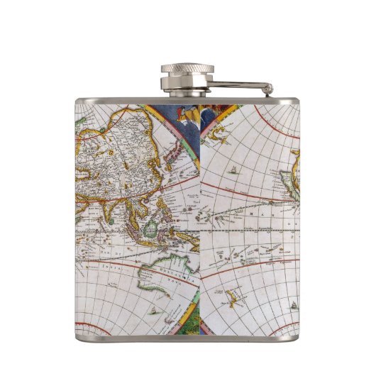 WERELDKAART, 17e EEUW Heupfles (Achterkant)