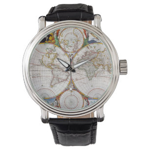 WERELDKAART, 17e EEUW Horloge