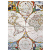 WERELDKAART, 17e EEUW Klembord (Achterkant)