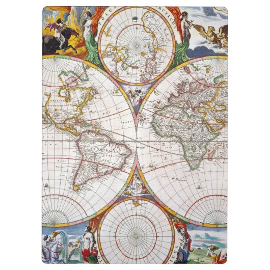 WERELDKAART, 17e EEUW Klembord (Achterkant)