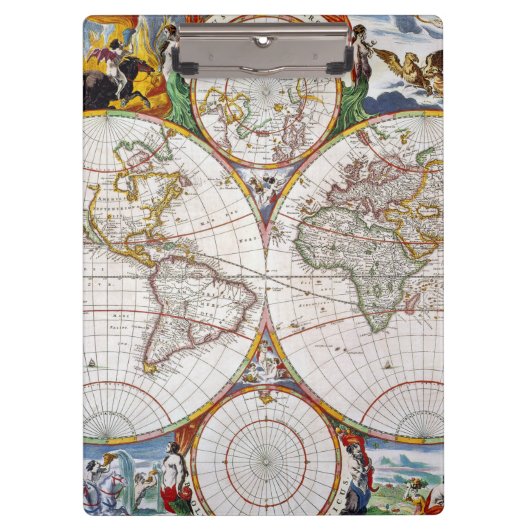 WERELDKAART, 17e EEUW Klembord (Voorkant)