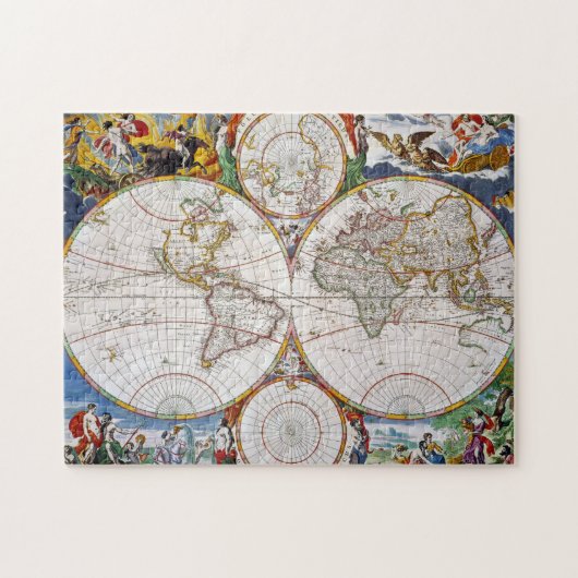 WERELDKAART, 17e EEUW Legpuzzel (Horizontaal)
