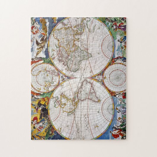 WERELDKAART, 17e EEUW Legpuzzel (Verticaal)