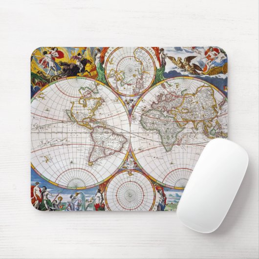 WERELDKAART, 17e EEUW Muismat (Met muis)