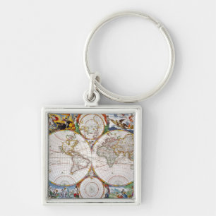 WERELDKAART, 17e EEUW Sleutelhanger