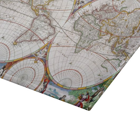 WERELDKAART, 17e EEUW Snijplank (Hoek)