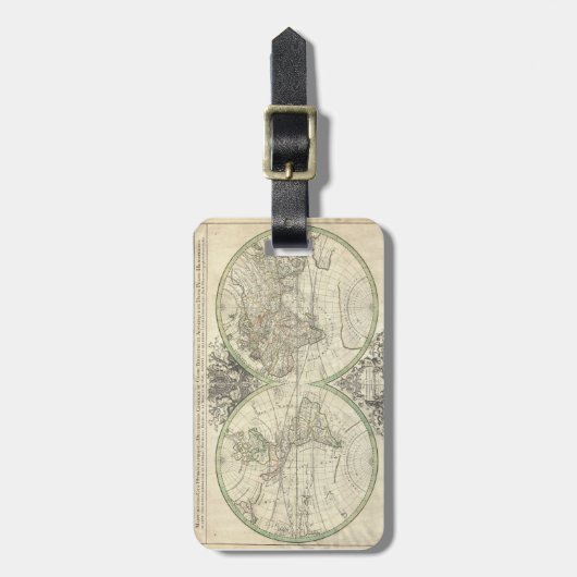 Wereldkaart 17e eeuws Bagagelabel (Voorkant verticaal)