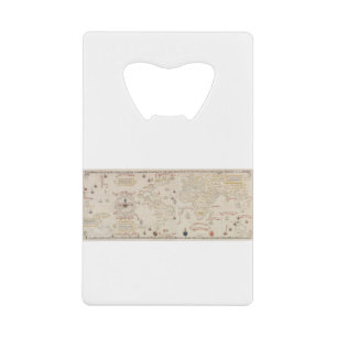  Wereldkaart (1900) van Diogo Ribeiro Creditkaart Flessenopener