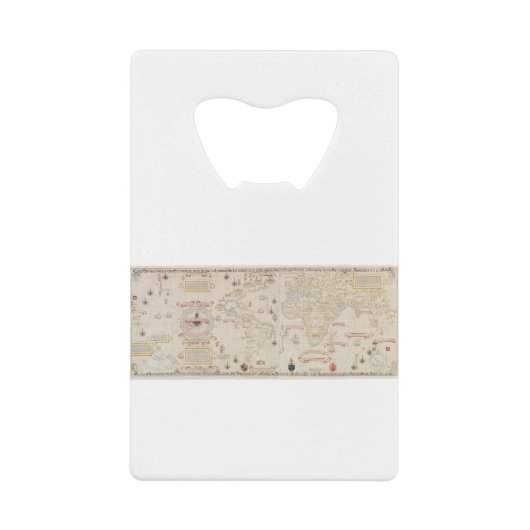  Wereldkaart (1900) van Diogo Ribeiro Creditkaart Flessenopener (Voorkant)