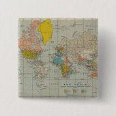  Wereldkaart 1910 Vierkante Button 5,1 Cm (Voorkant)