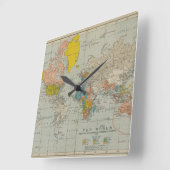  Wereldkaart 1910 Vierkante Klok (Hoek)