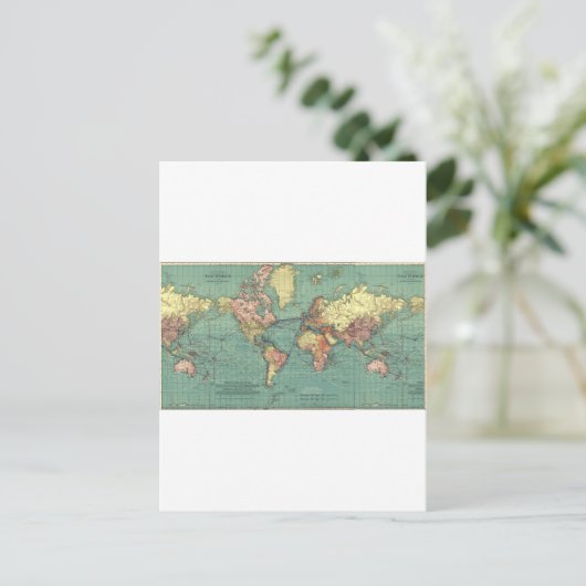 Wereldkaart 1919 briefkaart (Staand voorkant)