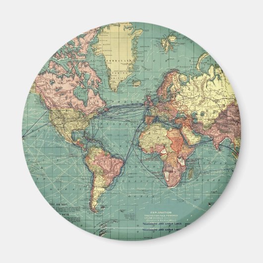 Wereldkaart 1919 magneet (Voorkant)