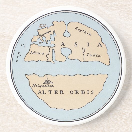 WERELDKAART, 1STE EEUW ZANDSTEEN ONDERZETTER (Voorkant)