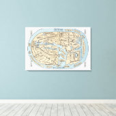 WERELDKAART 2E EEUW CANVAS AFDRUK (Insitu (Houten vloer))