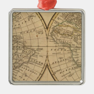 wereldkaart 3 metalen ornament