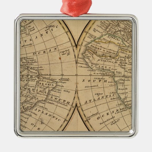 wereldkaart 3 metalen ornament (Voorkant)