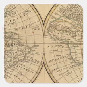 WERELDKAART 3 VIERKANTE STICKER