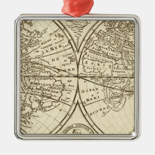 wereldkaart 4 metalen ornament (Voorkant)