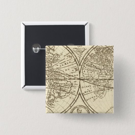 wereldkaart 4 vierkante button 5,1 cm (Voorkant /achterkant)