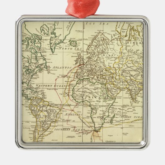wereldkaart 5 metalen ornament (Voorkant)