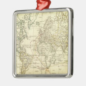 wereldkaart 5 metalen ornament (Links)